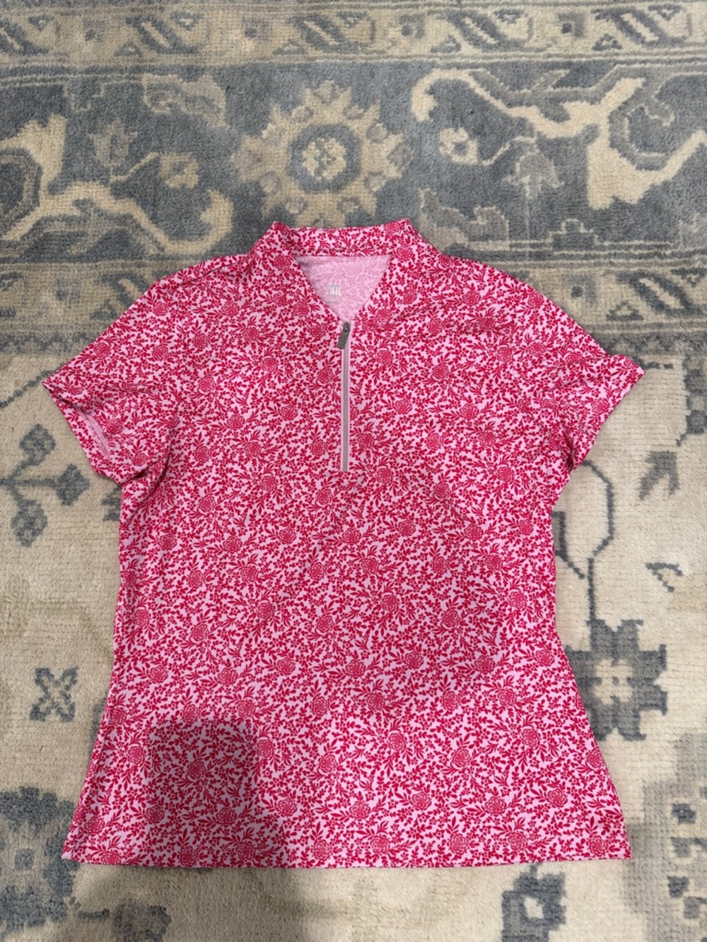 Tail Red Floral Zip-Front Golf Top